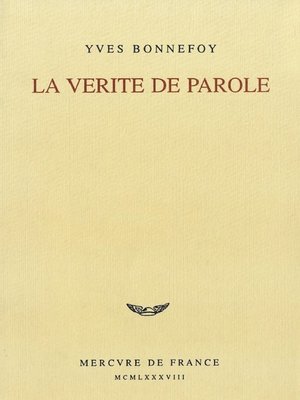 cover image of La vérité de parole